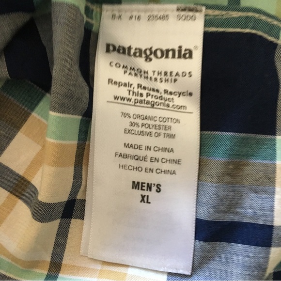 Patagonia Organic  Cotton Plaid Mens Button Up Short Sleeve Shirt XL - Picture 6 of 8